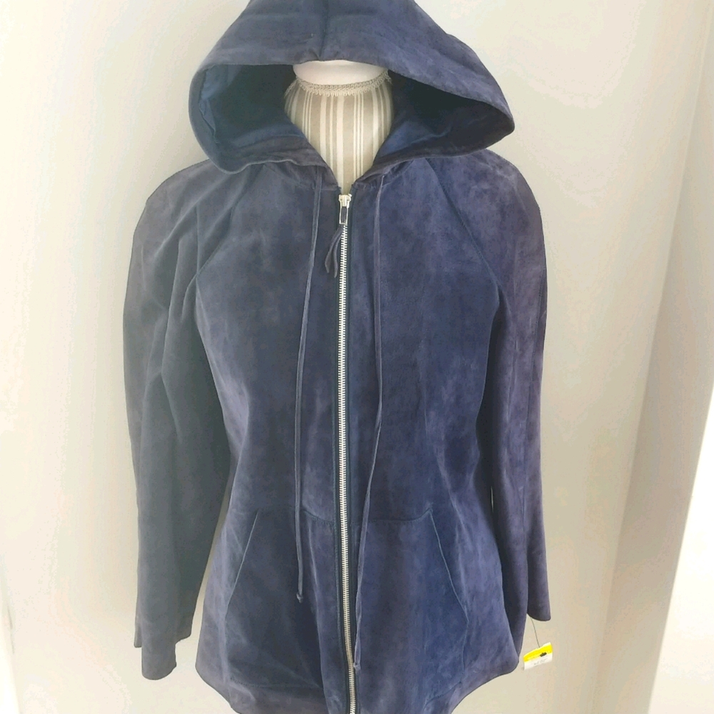 Rozae Nicholas Purple Suede Hoodie Jacket Large